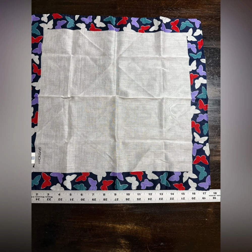 Givenchy Multicolor Butterfly Border Handkerchief Scarf